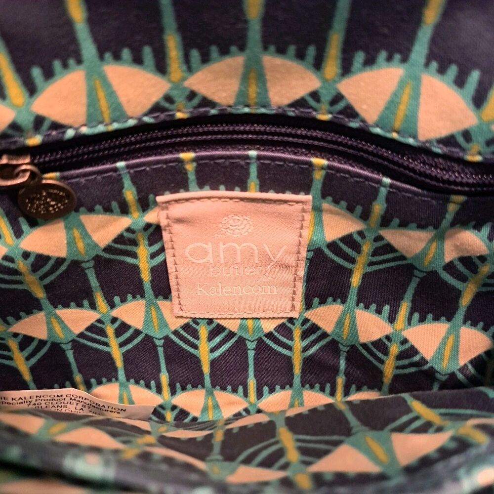 Amy Butler "Nora" clutch With Chain Pressed Flowers Mint Pattern - Picture 6 of 6